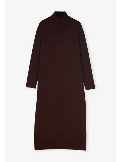 Solid Long Sleeve High Neck Dress
