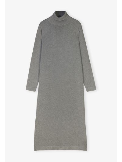 Solid Long Sleeve High Neck Dress