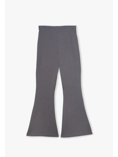 Solid Knitted Flared Trouser
