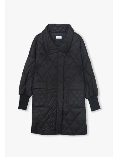 Quilted Padded Solid Midi Jacket