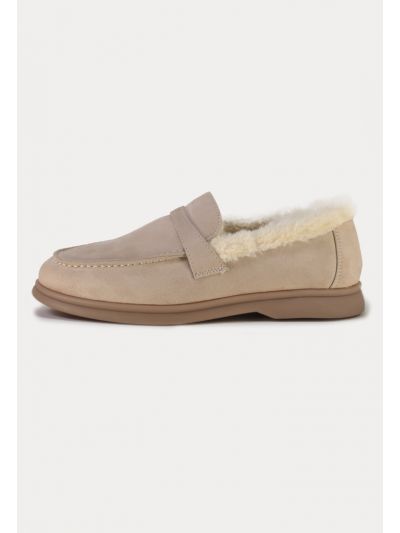 Suede Faux Fur Loafers