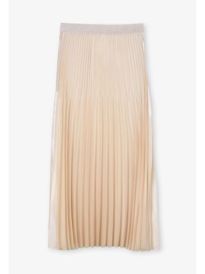 Elastic Waistband Pleated Maxi Skirt