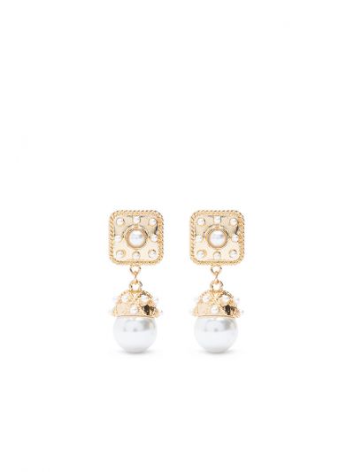 Two Tone Pearl Teardrop Earring -Sale