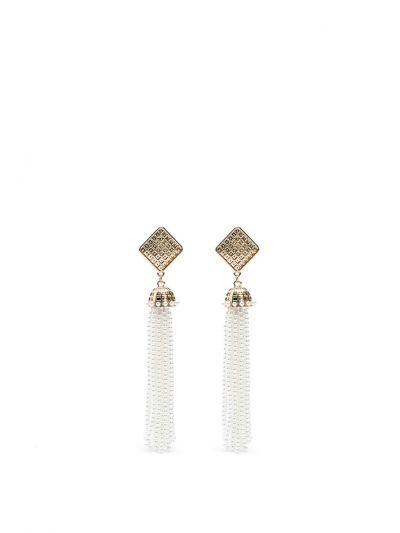 Pearly Beaded Tassel Earrings