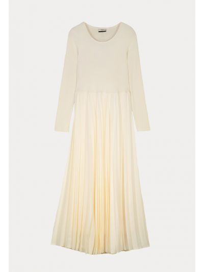 Round Neck Pleated Dress