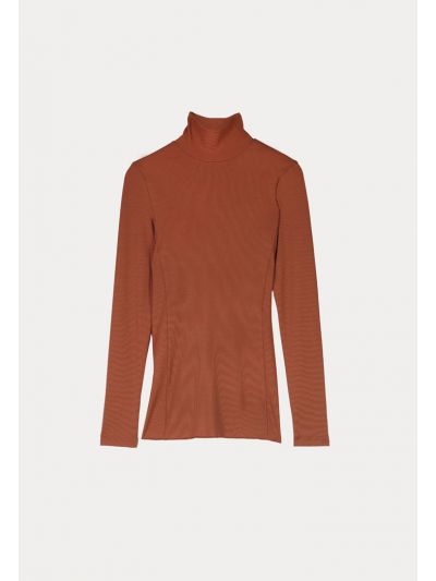Rib Fitted Turtleneck Top -Sale