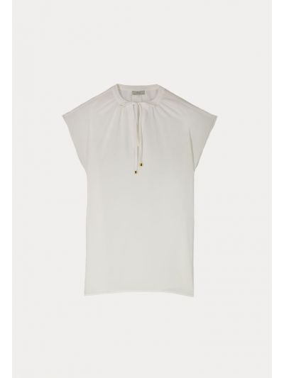 Mandarin Collar Tie Neck Blouse