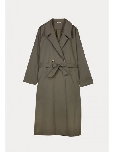 Double Breasted Suede Texture Long Trench Coat -Sale