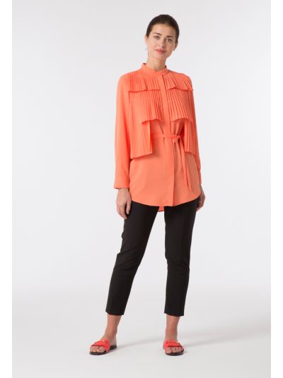 Shirt With Layered Pleats Panel