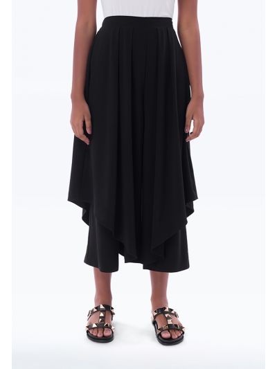 Solid Flared Layered Hi-Rise Trouser