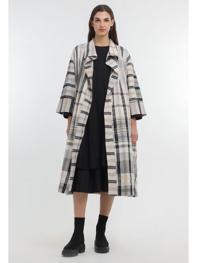 Multicolored Plaid Kimono Open Abaya -Sale