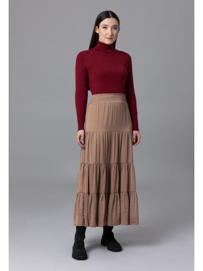 Tiered Elasticated Waist Maxi Skirt