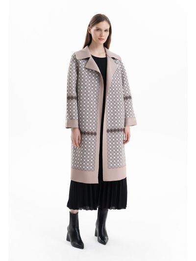 Geomentric Mandela Patterned Long Jacket -Sale