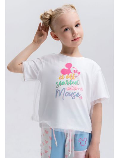 Mickey Mouse Tulle Overlay T-Shirt