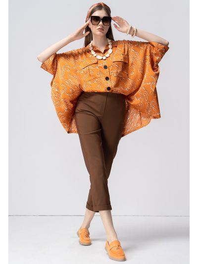Wide Hem Fold Solid Trouser