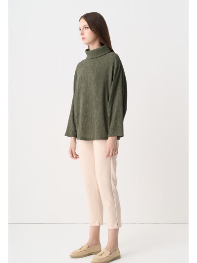Long Solid Trouser With Faux Pocket