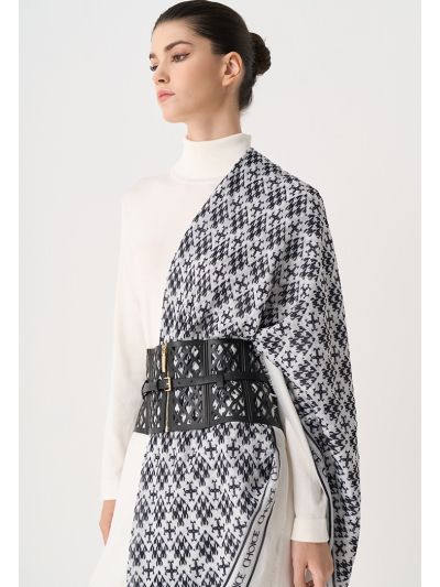 Printed Houndstooth Shawl