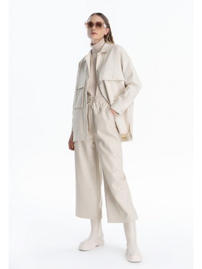 Leather Solid Straight Leg Trouser -Sale