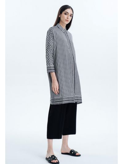 Printed Long Jacket With Border -Sale