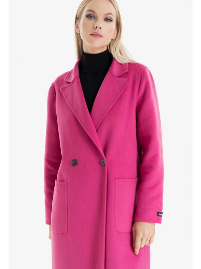 Notched Lapel Solid Trench Coat -Sale