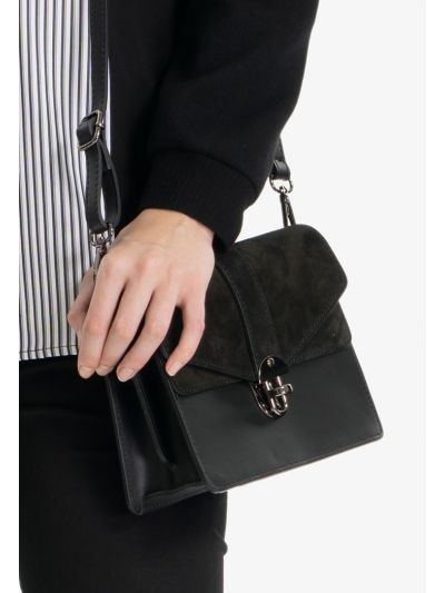 Suede PU Leather Flapped Satchel Bag -Sale