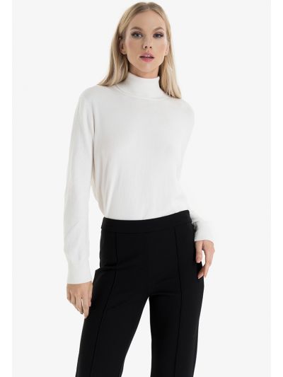 High Neck Long Sleeves Cotton Basic Top -Sale