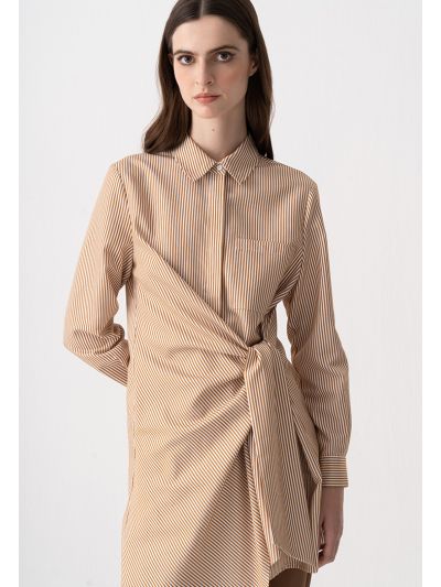 Striped Wrap Shirt Dress