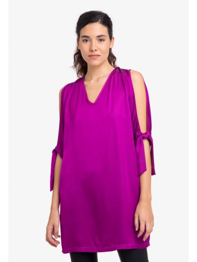 V Neck Gathered Elastic Waist Maxi Dress -Sale