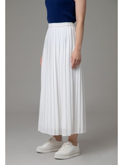 All Over Pleated Lined Ribbed Waist Skirt