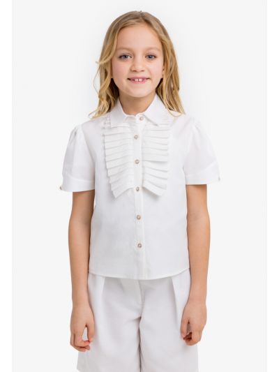 Front Button Shirt with Pleated Detail