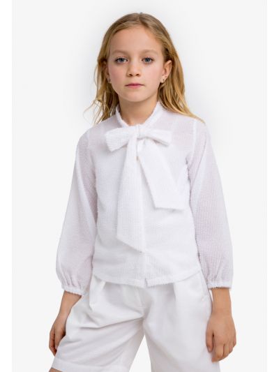 Self Tie Neck Lurex Blouse