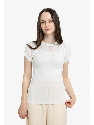 Solid Crystal Embellished Knitted Top