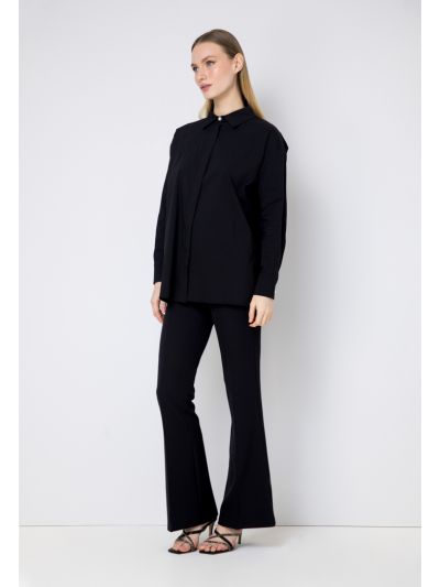 High Waist Flared Solid Trouser