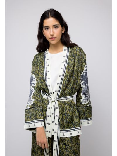 Printed Belted Open Cardigan- Ramadan Style