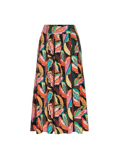 Roman Patterned Pleated Midi Skirt Multi Color