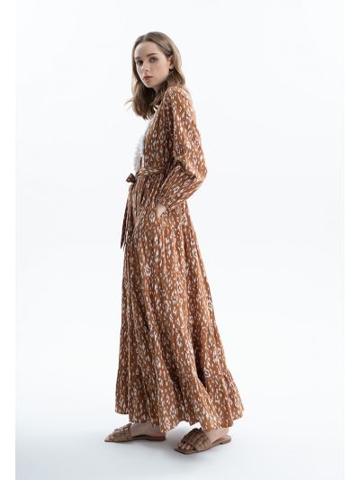 All Over Printed Dress With Fringed Details