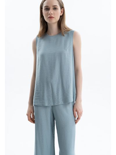 Sleeveless Wrinkled Blouse -Sale