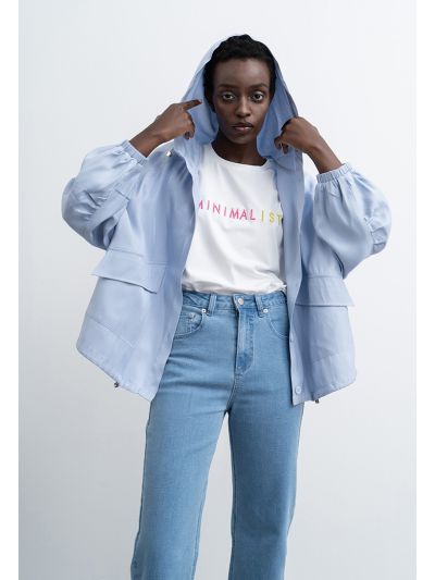 Raglan Sleeve Jacket With Hood -Sale