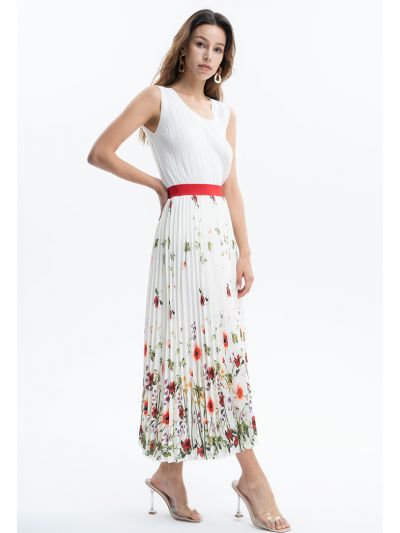 Floral Printed Pleated Skirt