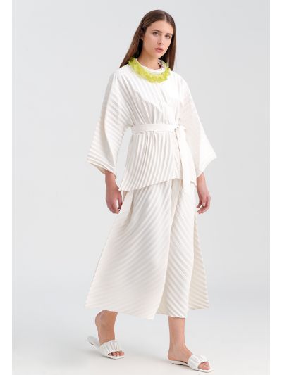 Accordion Pleat Solid Kimono Blouse -Sale