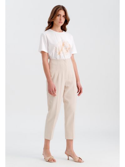 Solid Wide Pants With Elasticated Waist