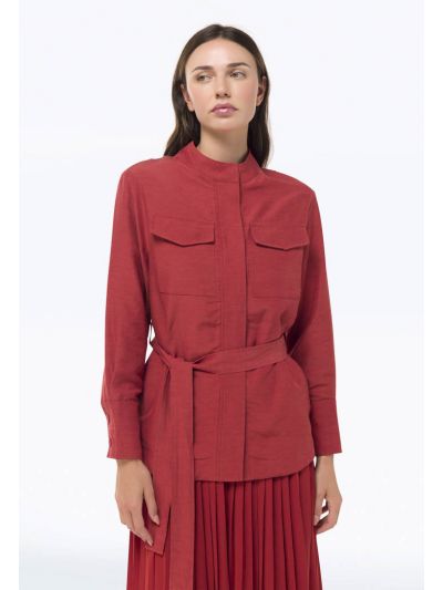 Solid Shirt With Flap Pocket Details -Sale