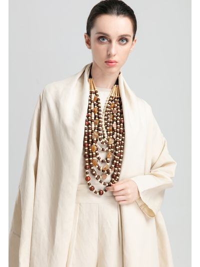 Linen Draped Open Front Cocoon Kimono Cardigan (Free Size)