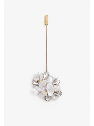 Crystal and Faux Pearls Embellished Pin