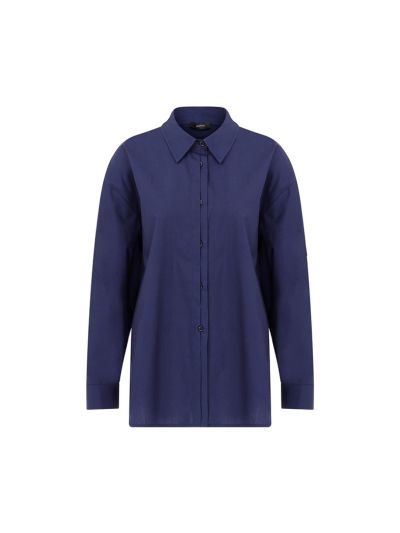 Roman Long Sleeve Poplin Shirt Navy Blue