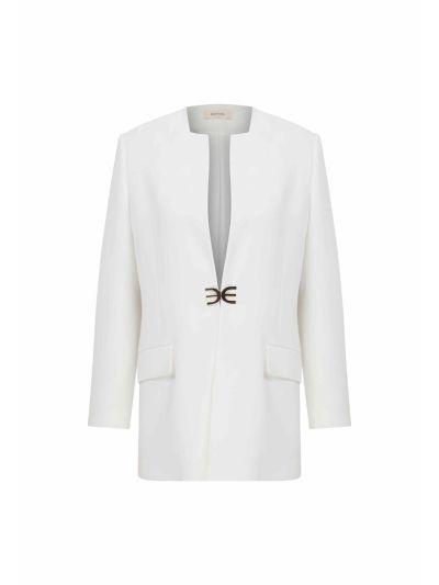 Roman Solid Judge Collar Jacket White