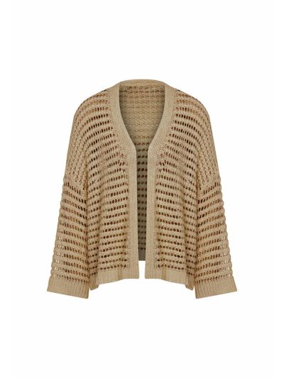 Roman Knitted Open Front Cardigan Brown
