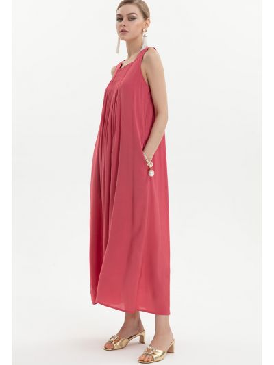 Sleeveless Pleated Maxi Under Abaya Dress -Sale