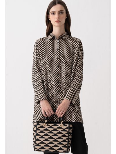 Geometric Print Drop Shoulder Oversized Shirt