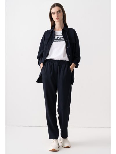 Crinkled Solid Peg Leg Trouser